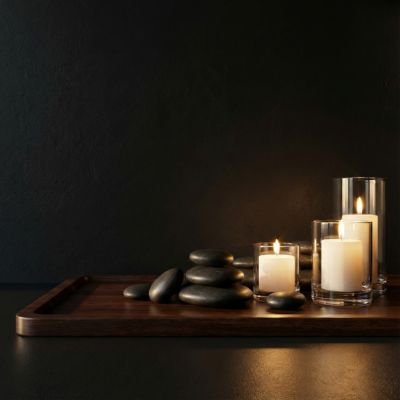 Modern wellness concept with black luxury spa theme showing Oliva Oasis Care vision